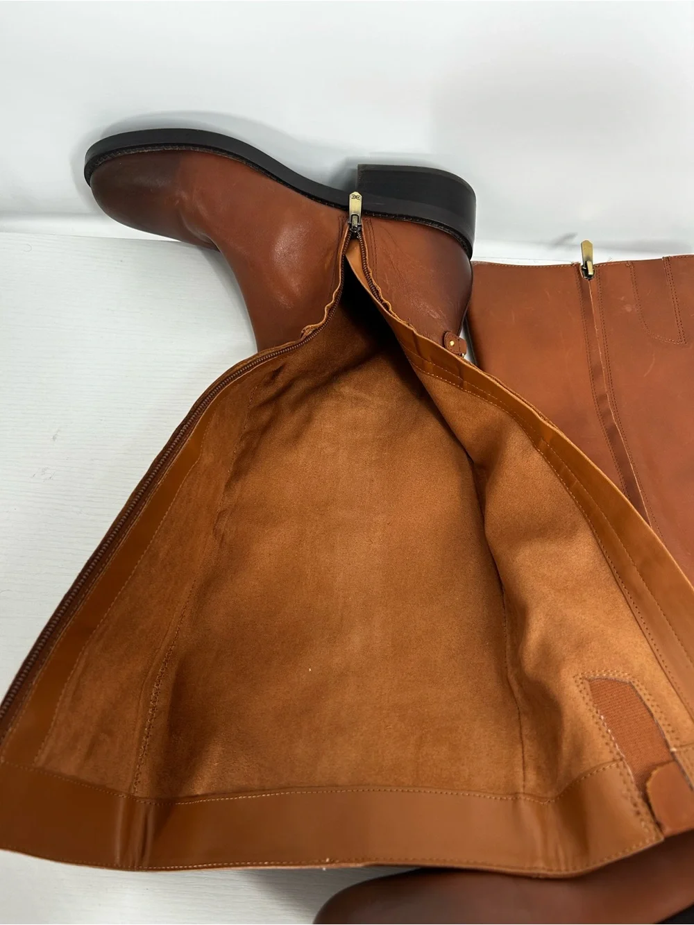 Sam Edelman Mable Women's Tall Riding Boots side zip Rich Cognac size 7.5 M